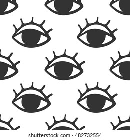 Eyes seamless pattern hand drawn illustration, yes icon, symbol 