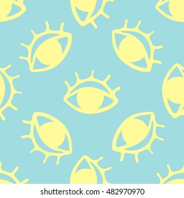 Eyes seamless pattern hand drawn illustration, yes icon, symbol 