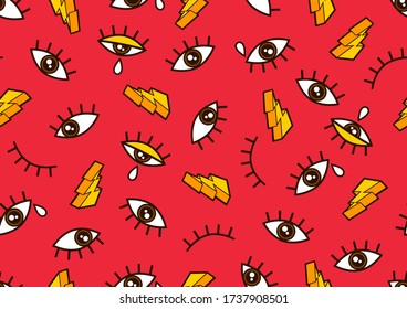 Eyes Seamless pattern, Minimal geometric background for for fashion clothes and Comic style, vector illustration.