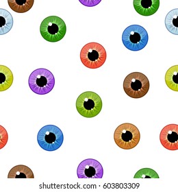 Eyes seamless pattern on white background. Eyeballs iris concept vector illustration.