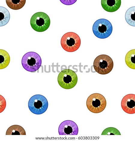 Eyes seamless pattern on white background. Eyeballs iris concept vector illustration.