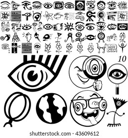 Eyes set of black sketch. Part 101-10. Isolated groups and layers.