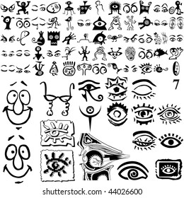 Eyes set of black sketch. Part 102-7. Isolated groups and layers.