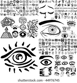 Eyes set of black sketch. Part 200. Isolated groups and layers.