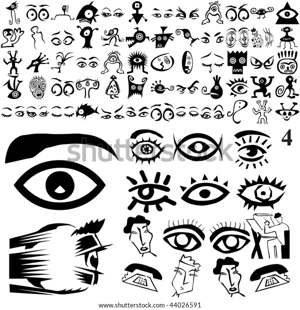 Eyes set of black sketch. Part 102-4. Isolated\
groups and layers.