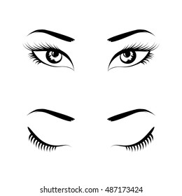 eyes set black very pretty vector