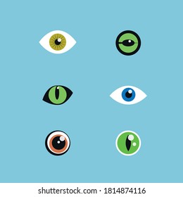 Eyes set ( cat eye, dog eye,  human eye, snake  and frog eyes)
Wild eyes set 
Eye icons Pet eyes icon 
