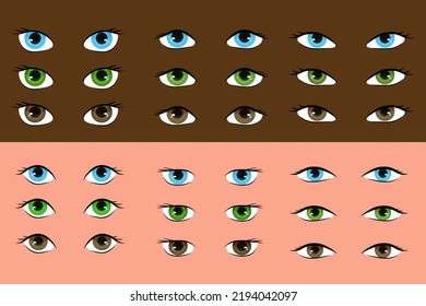 Augen. Eine Reihe von Augen verschiedener Formen. Augen für Ihre Felle in verschiedenen Farben und Formen. Vektorgrafik