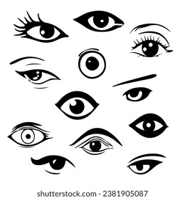 Eyes set vector collection. Look and Vision icons.
