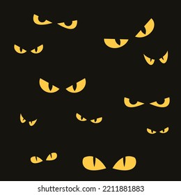 
Eyes Set vector illustration, Scary eyes in the dark Halloween, Scary faces in the dark