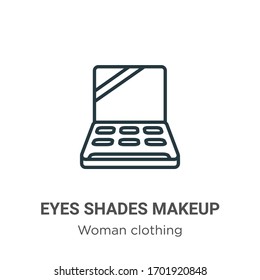 Eyes shades makeup outline vector icon. Thin line black eyes shades makeup icon, flat vector simple element illustration from editable woman clothing concept isolated stroke on white background