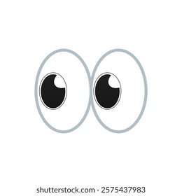 Eyes shocking stare emoji icon. Eyes expression isolated on white background. 