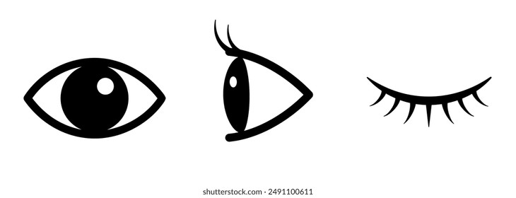 Eyes, side view icon set