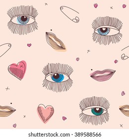 Eyes sketch seamless pattern