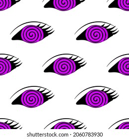 eyes spiral pattern. Psychedelic drawings eye pattern. Vector seamless pattern with  eye. Psychedelic  seamless pattern. Crazy cartoon hand drawn colorful illus