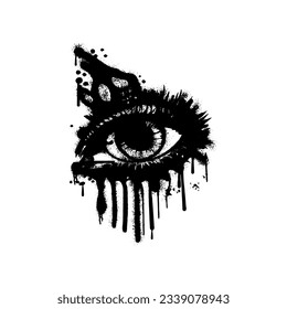 ojos rociados al estilo del graffiti. Ilustración vectorial.