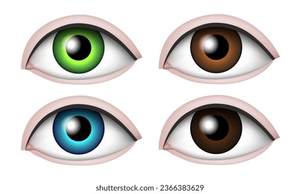 Eyes sticker. Set of multi-colored eyes. Vector clipart.