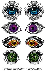 Eyes symbols , vector mysterious eyes, vector illustration, decorative elements 