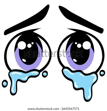 Eyes with Tears Crying Cartoon Vector Illustration Manga Drawing Icon