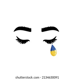 
Eyes with tears of Ukraine Flag color , Stop the war with Russia.