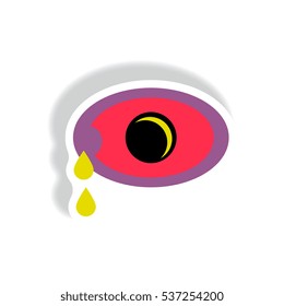 eyes and tears Vector paper sticker various symptoms of Zika on human eye