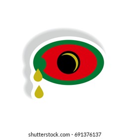 eyes and tears Vector paper sticker various symptoms of Zika on human eye