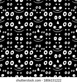 Eyes and teeth. Halloween seamless patterns. Traditional collection of holiday symbols. Vector illustration