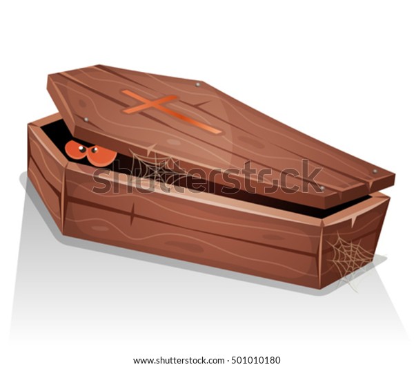 木棺の中の吸血鬼の目 蓋を開けた漫画の木の棺おけと吸血鬼の目のイラスト のベクター画像素材 ロイヤリティフリー