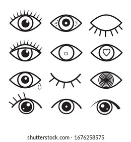 Augen verschiedener Typen auf Schwarz-Weiß