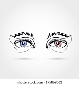 Eyes vector drawing, illustration