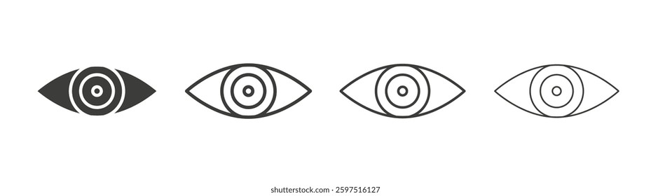 Eyes vector icon set in black and white color.