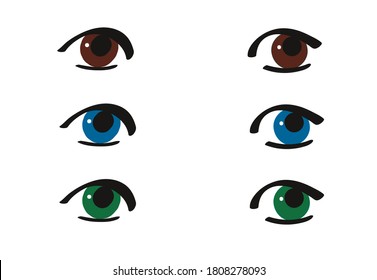 conjunto de tres pares de ojos vectorial