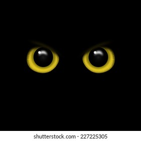 Eyes Of A Wild Animal In The Darkness Vector