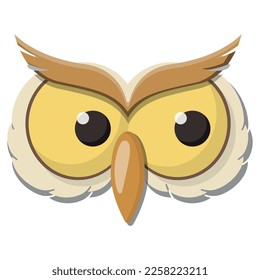 Eyes of a wise owl bird with a beak. Vector isolated cartoon illustration.