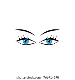 Eyes woman cartoon sign. Darling isolated icon. Fashion graphic design flat element. Modern stylish abstract symbol. Colorful template for prints, logo, label, tattoo, sign. Vector illustration