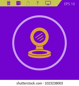 eyeshadow black vector icon on a violet background. Flat design style.