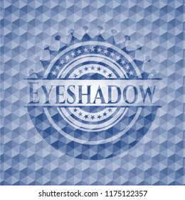 Eyeshadow blue emblem or badge with abstract geometric pattern background.
