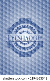 Eyeshadow blue emblem with geometric background.