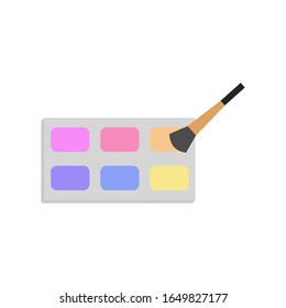 Eyeshadow with brush icon which is part of the beauty and cosmetics icon. Eyeshadow icon in open condition. Logo of makeup and cosmetic equipment in vector form.