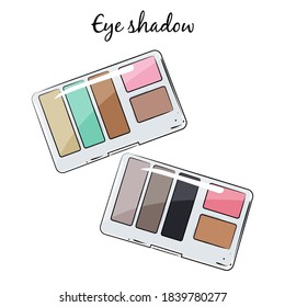 Eyeshadow color palette, cosmetic and makeup product. Vector illustration.