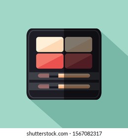 Eyeshadow Cosmetic Design Element Flat Linear Colored on Tosca Background with Long Shadow Vector Illustration