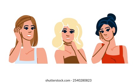 eyeshadow makeup woman  vector.  blush eyeliner, concealer highlighter, bronzer contour eyeshadow makeup woman character. people flat cartoon illustration