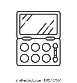Eyeshadow palette black line icon. Decorative cosmetics sign. Beauty industry. Professional facial make up. Pictogram for web page, mobile app, promo.