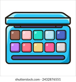 Eyeshadow palette. Decorative cosmetics. Vector illustration in flat style.