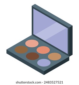 Eyeshadow palette isometric showing makeup and beauty products