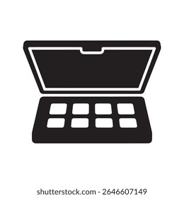 Eyeshadow palette makeup icon for beauty salon and cosmetic product with different color shades for professional eye makeup application vector solid glyph icon