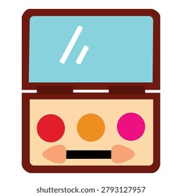 Eyeshadow Palette with Mirror and Applicator Brush - Colorful Makeup Kit Vector for Beauty, Fashion, and Cosmetic Designs