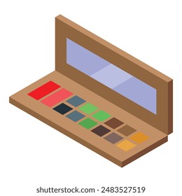 Eyeshadow palette with mirror showing colorful makeup for beauty routine