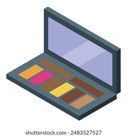 Eyeshadow palette showing colorful makeup for beauty treatment