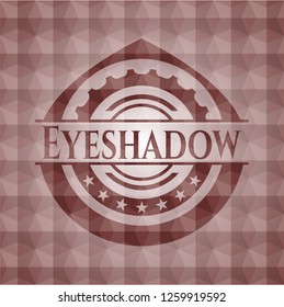 Eyeshadow red emblem or badge with abstract geometric polygonal pattern background. Seamless.